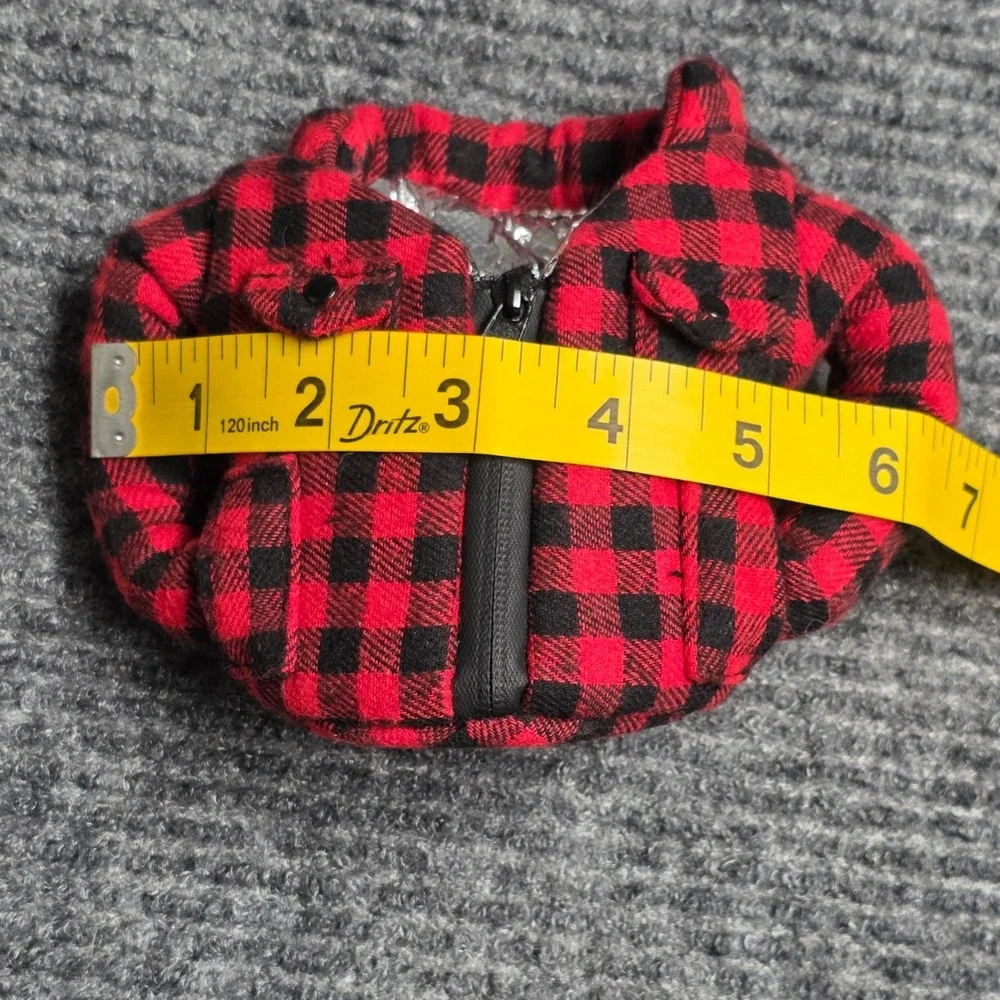 Puffin Insulated Can‎ Cooler Drink Koozie Red Black Buffalo Plaid Flannel Jacket